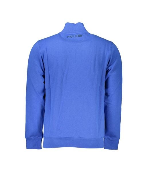 La Martina Blue Elegant Fleece Sweatshirt With Embroidery for men