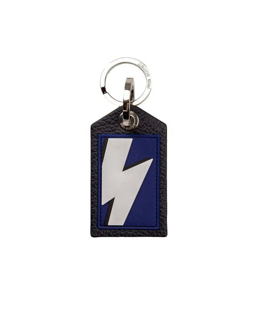 Neil Barrett Blue Leather Men Keychain for men