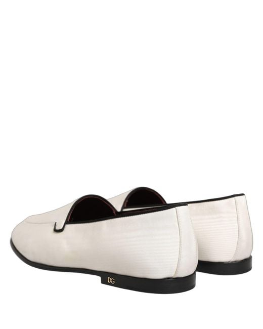 Dolce & Gabbana White Velvet Slip On Men Flats Loafers Shoes for men