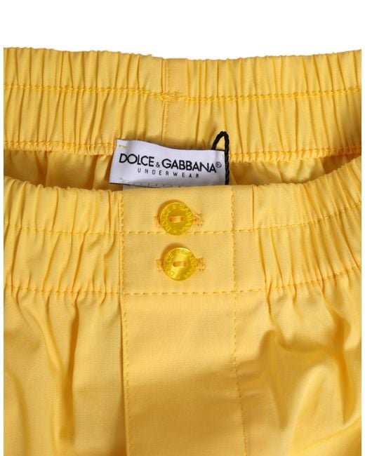 Dolce & Gabbana Yellow Cotton Elastic Waistband Short Swimwear for men