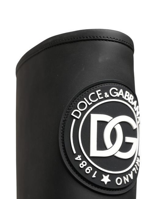 Dolce & Gabbana Black Rubberised Leather High Boots Shoes