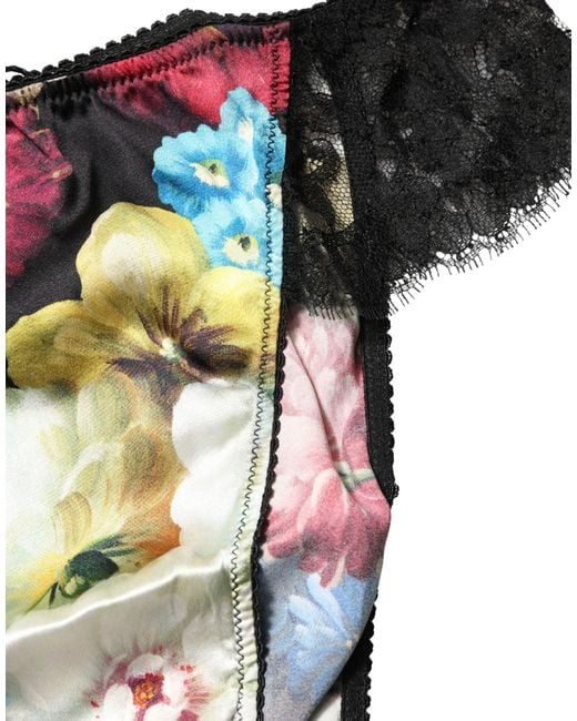 Dolce & Gabbana Black Floral Lace Mid Waist Brief Panty Underwear