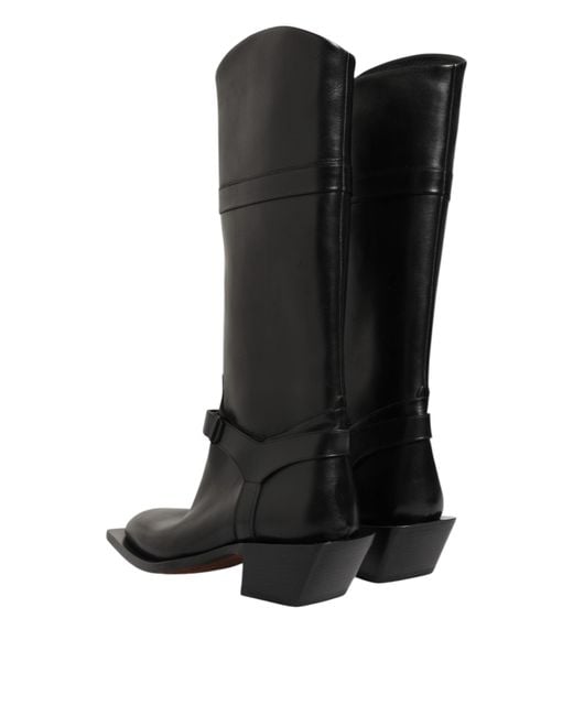 Dolce & Gabbana Black Logo Plaque Over The Calf Boot Shoes for men