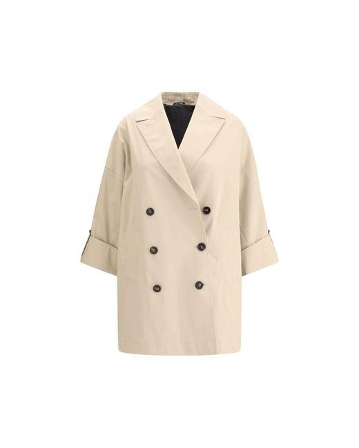 Brunello Cucinelli Natural Midi Trench Coat