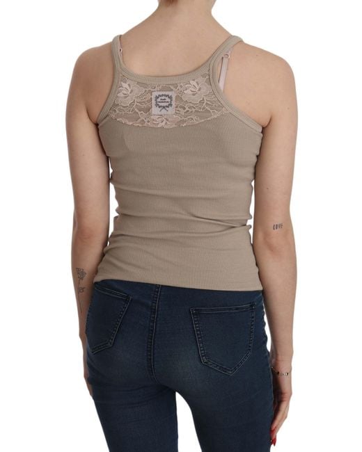 Pink Memories Blue Brown Sleeveless Spaghetti Strap Top Blouse