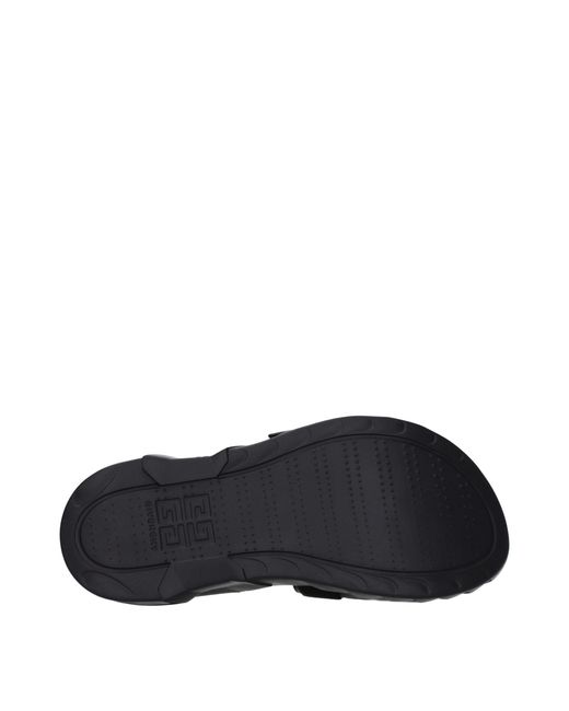 Givenchy Black Buckle Strap Leather Sandals for men