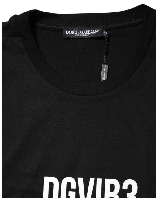 Dolce & Gabbana Black Dg Vib3 Print Cotton Crew Neck T for men