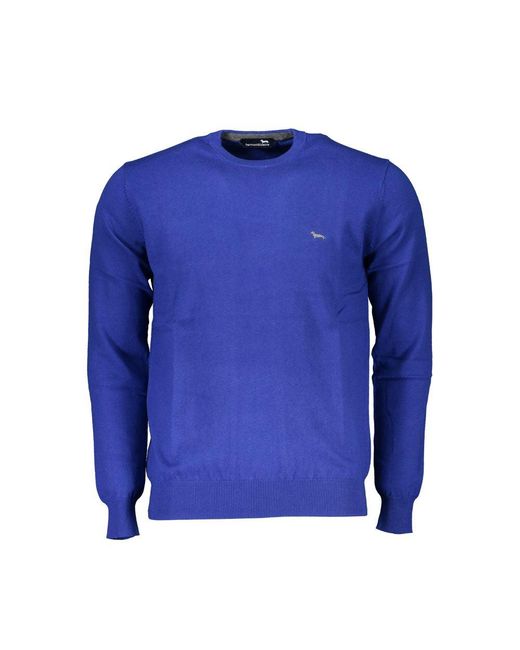Harmont & Blaine Blue Chic Crew Neck Sweater With Embroidery for men