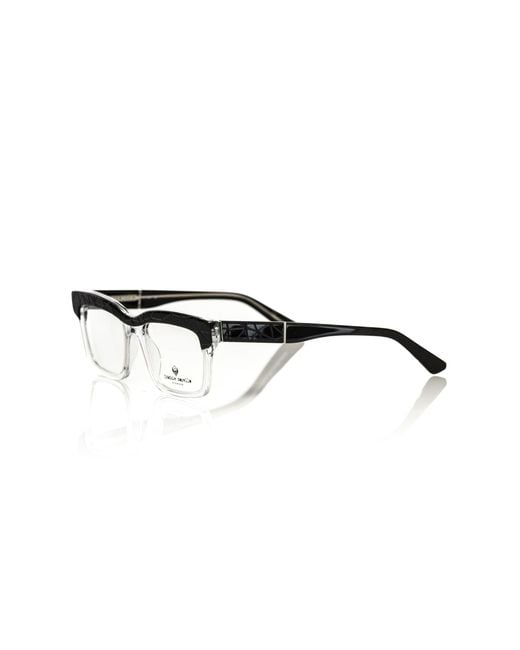 Frankie Morello Black Geometric Chic Transparent Clubmaster Eyeglasses