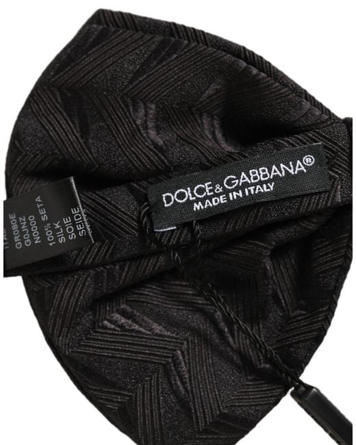 Dolce & Gabbana Men Black Patterned Adjustable Neck Papillon Bow Tie for men
