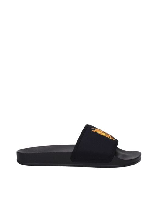 Palm Angels Blue Black Fabric Slipper for men