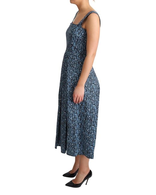 Dolce & Gabbana Blue Heart Cotton A-Line Stretch Dress
