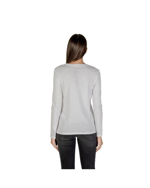 ARMANI EXCHANGE Gray White Cotton Long Sleeve T