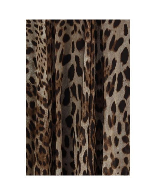 Dolce & Gabbana Brown Beige Silk Long Skirt