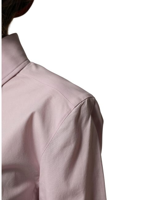Dolce & Gabbana Pink Cotton Long Sleeves Collared Shirt Top