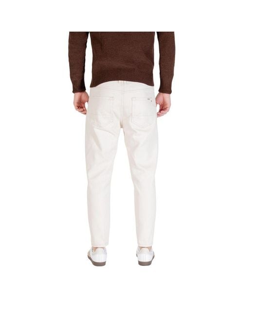 Gianni Lupo Multicolor Cream Cotton Relaxed Fit Jeans for men