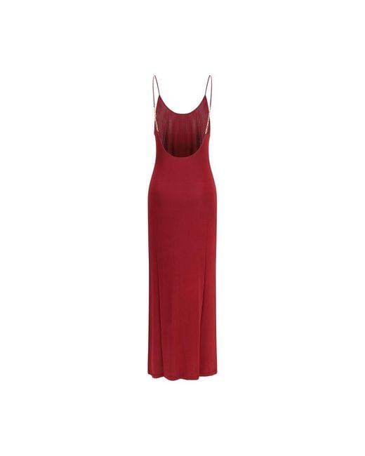 Saint Laurent Red Bordeaux Viscose Casual Dress