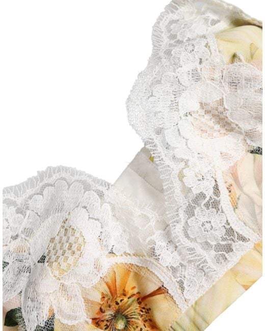 Dolce & Gabbana Metallic Multicolor Floral Print Non Wire Bra Underwear