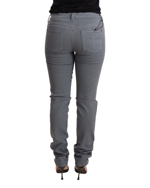 Ermanno Scervino Black Gray Low Waist Skinny Slim Trouser Cotton Jeans