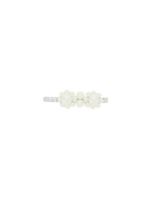 Simone Rocha White Mini Flower Hair Clip With Pearls