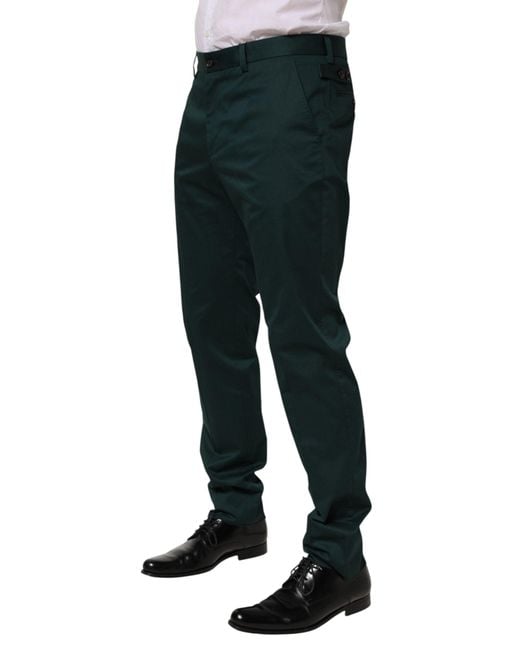 Dolce & Gabbana Blue Cotton Formal Dress Trouser Pants Co+03 for men