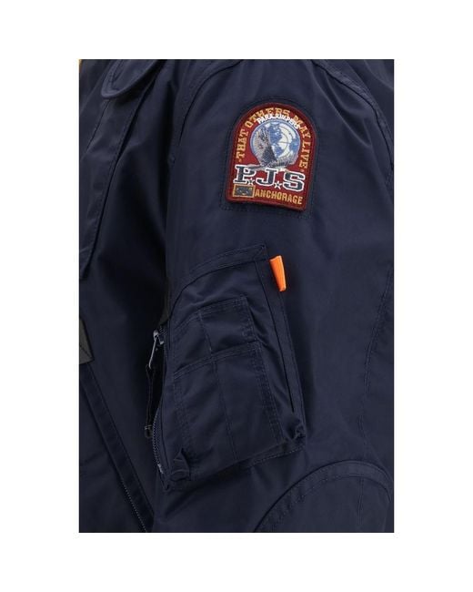 Parajumpers Blue Polyamide Bomber for men