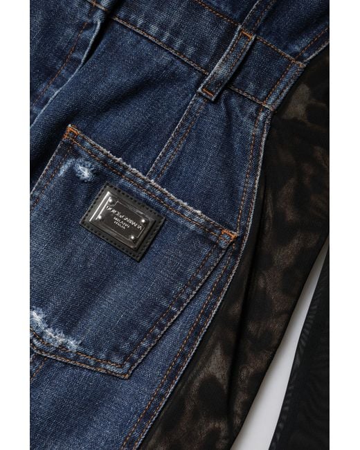 Dolce & Gabbana Black Blue Long Sleeves Denim Mini Dress for men