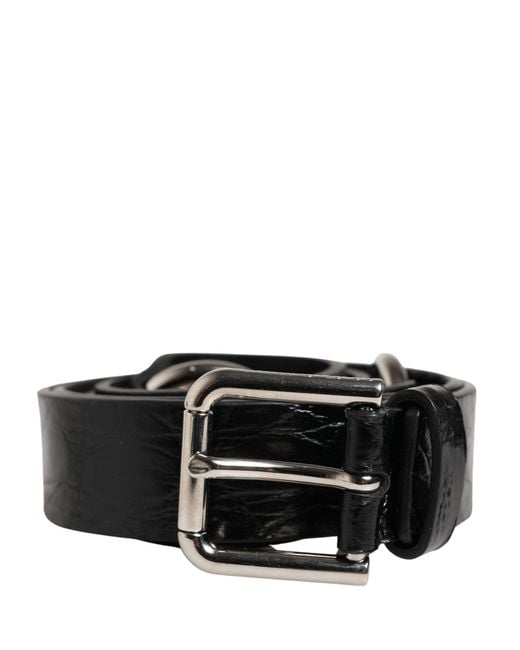 Dolce & Gabbana Black Exotic Leather Metal Buckle Belt Eel Caiman Moluro Python