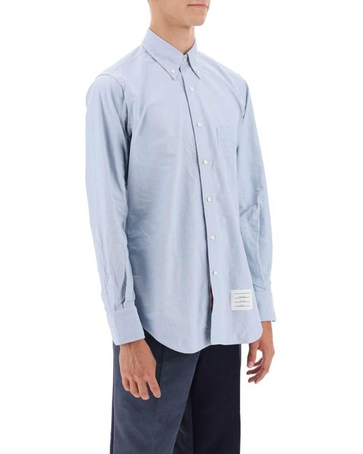 Thom Browne Blue Oxford Cotton Button-Down Shirt for men