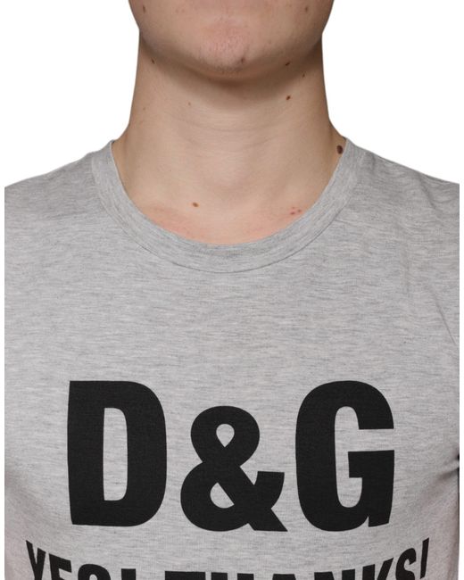 Dolce & Gabbana Gray Logo Print Crewneck Short Sleeve T-Shirt for men