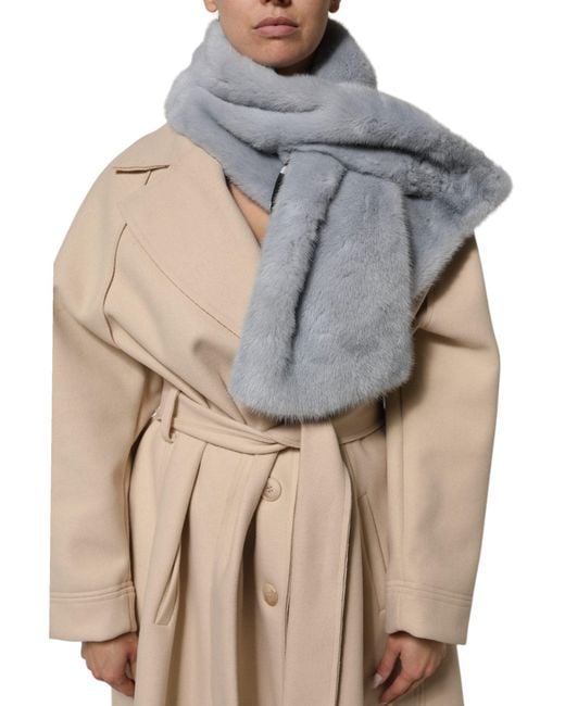 Dolce & Gabbana Gray Powder Mink Fur Neck Warmer Scarf