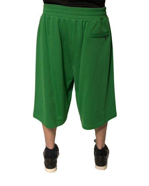 Dolce & Gabbana Green Cotton Blend Bermuda Shorts for men