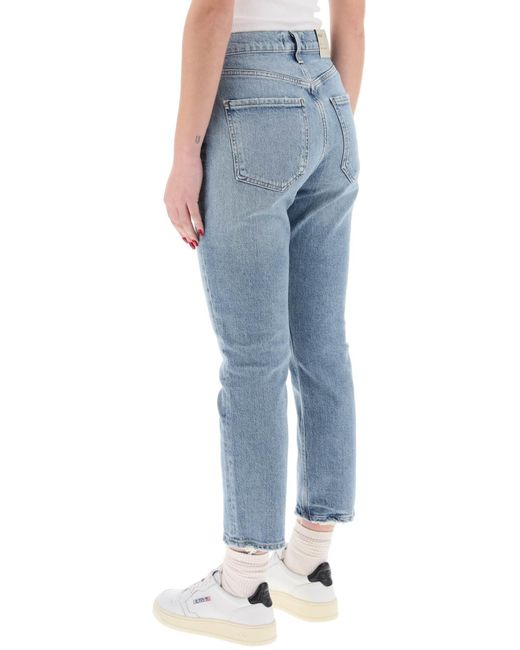 Agolde Blue High-Waisted Straight Cropped Jeans