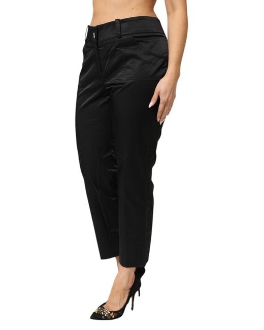 Bencivenga Black Cotton Blend Cropped Straight Leg Pants
