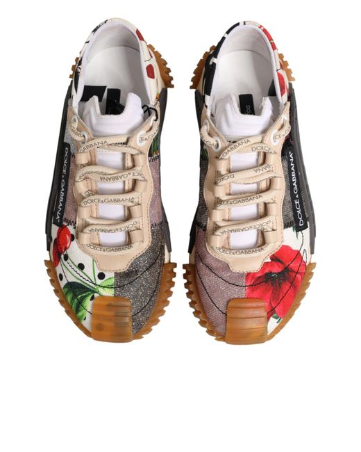 Dolce & Gabbana Brown Multicolor Logo Low Top Ns1 Sneakers Shoes