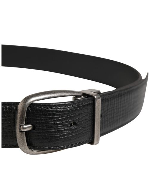 Dolce & Gabbana Black Classic Leather Metal Buckle Belt Calf for men