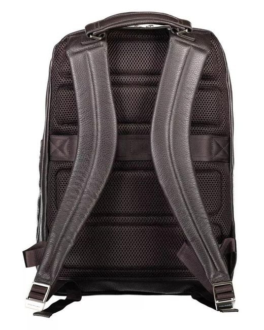 Piquadro Black Brown Nylon Backpack for men