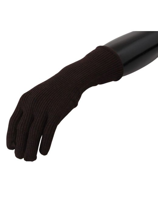 Dolce & Gabbana Black Brown Cashmere Silk Hands Mitten Mens Gloves for men