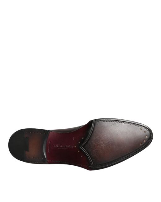 Dolce & Gabbana Brown Leather Lace Up Derby Formal Shoes for men