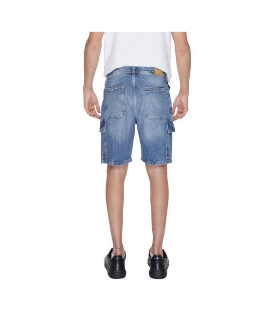 Antony Morato Blue Cotton Short for men