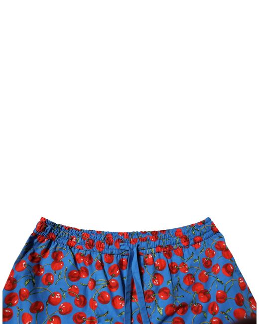 Dolce & Gabbana Blue Cherry Print Cotton Men Bermuda Shorts for men