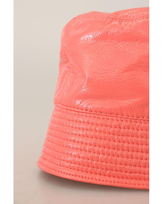 Dolce & Gabbana Black Peach Quilted Faux Leather Bucket Cap Hat