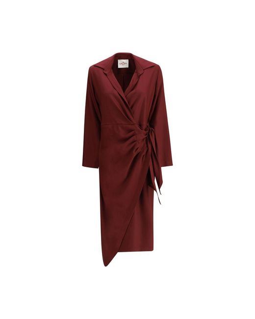 Crida Milano Red Como Dress In Crêpe De Chine