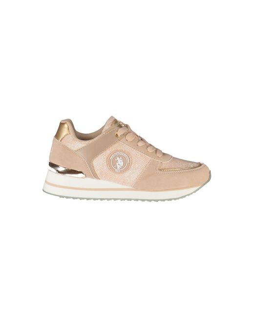 U.S. POLO ASSN. Pink Chic Lace-Up Sneakers With Contrast Details