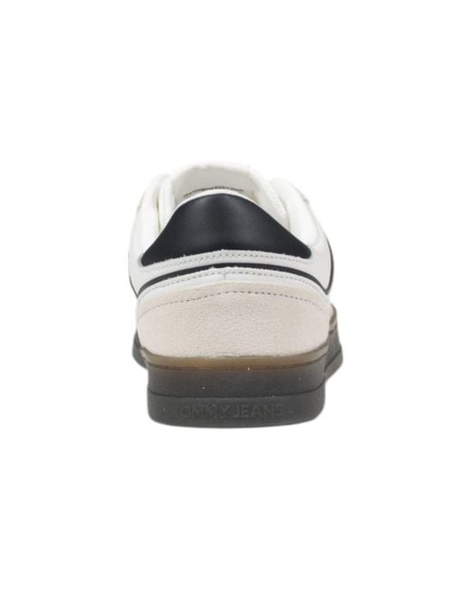 Tommy Hilfiger White Black Leather Low Top Sneakers for men