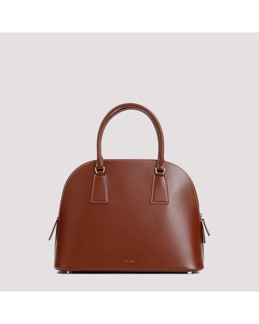 The Row Brown Cherry Wood Nina Calf Leather Shoulder Bag