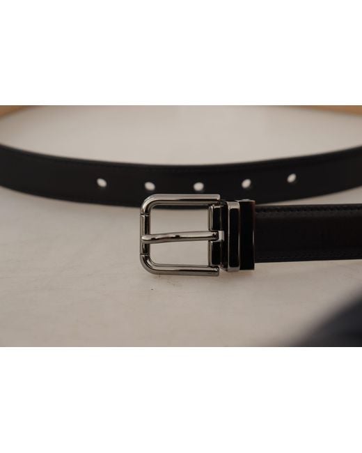 Dolce & Gabbana Black Sleek Leather Belt With Metal Buckle for men