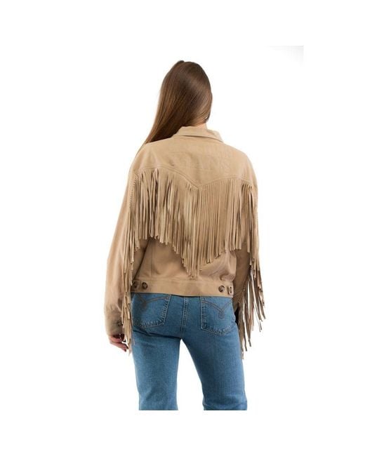 Moschino Blue Beige Cotton Leather Jacket