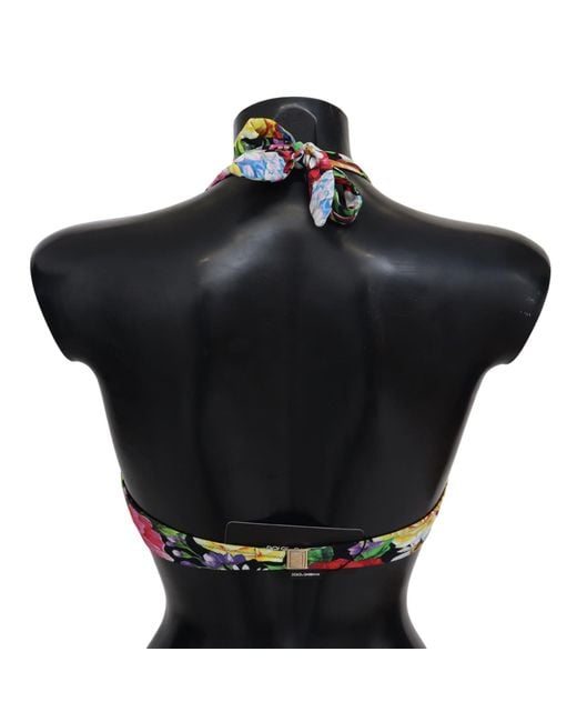 Dolce & Gabbana Black Color Floral Print Swimwear Bikini Tops
