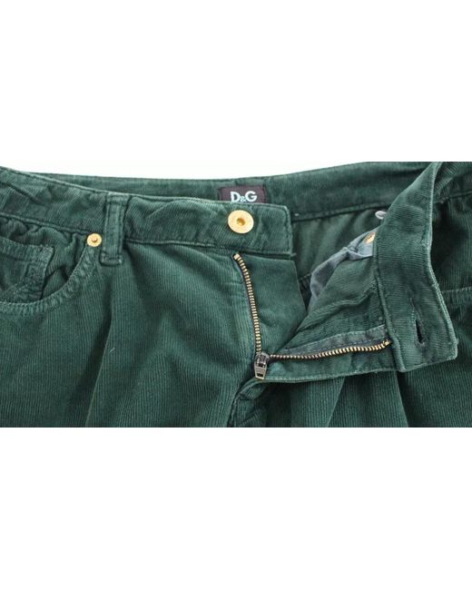 Dolce & Gabbana Green Cotton Corduroys Slimmy Fit D&g Pants